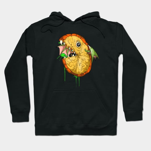 Scary Fish Food Pizza Hoodie by Trendy Black Sheep